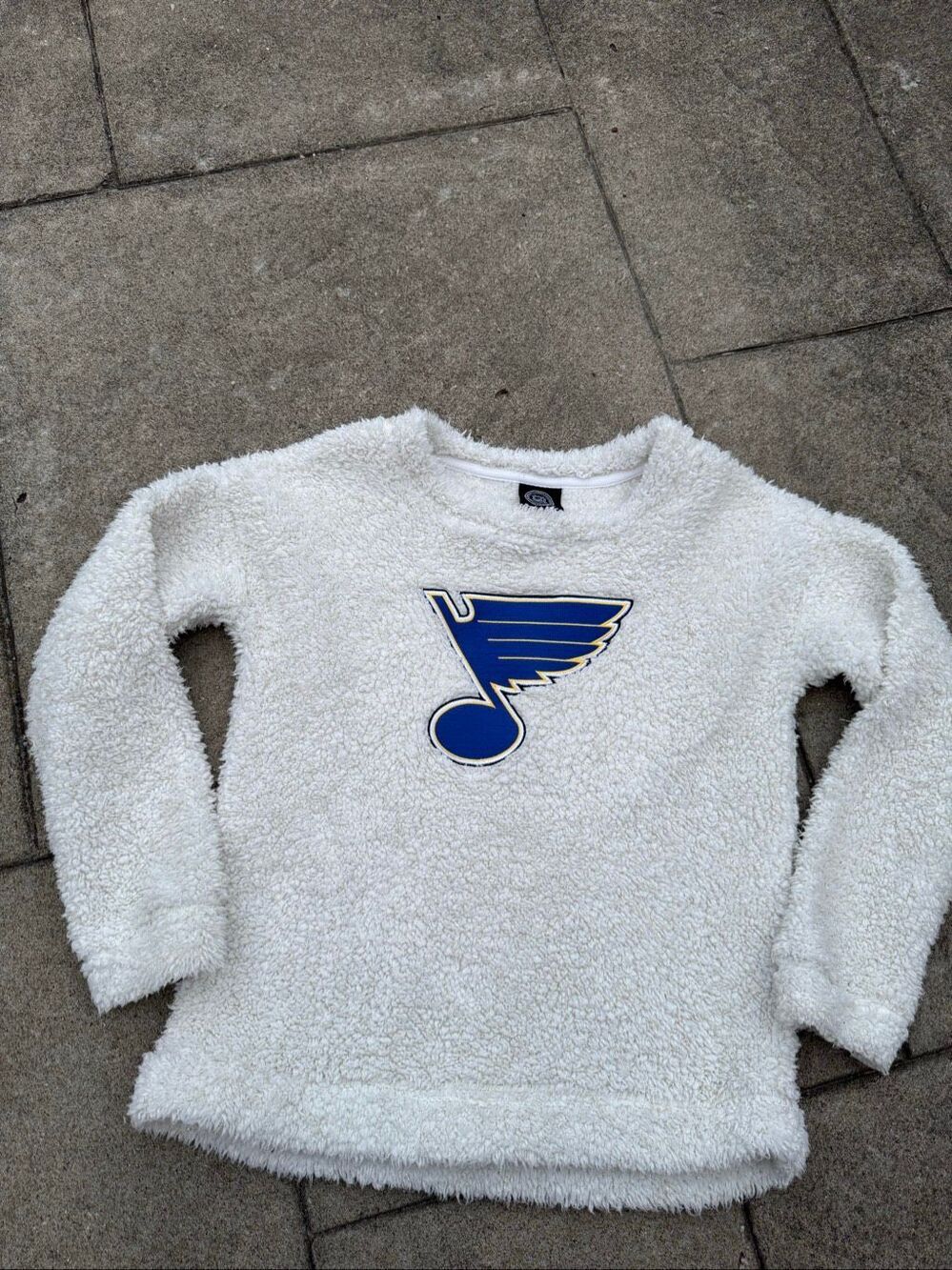 St Louis Blues NHL Youth Large 10/12 Sherpa Fleece Pullover White Logo